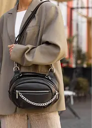 Сумка через плече жіноча бананка Sambag Pure чорна 30 × 17 × 10 см (85515001) - мініатюра 3