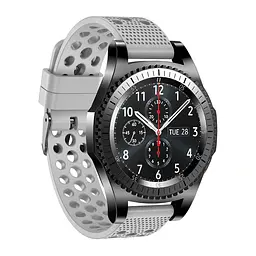 Силіконовий double перфорований ремінець Watchbands для Samsung Galaxy Watch 3 45mm сірий ширина кріплення 22мм (WB009BUBLEPERFGREY345) - мініатюра 2