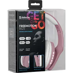 Навушники бездротові Defender FreeMotion B525, Bluetooth+3,5мм, Білий-Рожевий - мініатюра 6