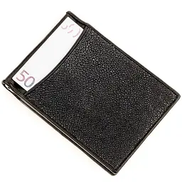 Затискач для грошей з натуральної шкіри морського ската чорний STINGRAY LEATHER 18293 - мініатюра 7