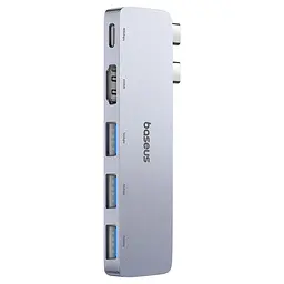 USB-Хаб Baseus UltraJoy Series 5-Port HUB Space Grey (USB-C*2 to USB-C 40Gbps*1+HDMI 4K@30Hz*1+USB3.0*3 (B00052801811-04) - миниатюра 2