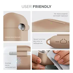 Силіконовий чохол для навушників Apple AirPods 4, Hang Case, пудровий, ультратонкий захисний кейс товщиною 2 мм, захист від подряпин, пилу та ударів, компактний, з карабіном для кріплення, ArmorStandart (ARM81291) - мініатюра 5
