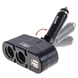 Автомобільний розгалужувач прикурювача VOIN 2 виходу 2USB 2400mA 12/24V Кутовий (WF-0668/003) - мініатюра 2