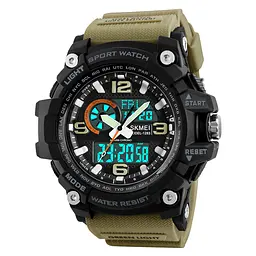 Наручний годинник чоловічий Skmei 1283 Khaki, 1283KH (12301) - мініатюра 2
