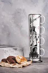 Набір чашок на металевій підставці Limited Edition New York, 5 предметів (6418255) - мініатюра 2