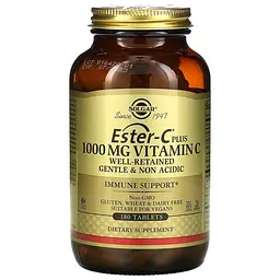 Естер-С плюс, Ester-C Plus, вітамін С, 1000 мг, 180 таблеток Solgar vit0003026