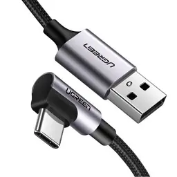 Дата кабель USB 2.0 AM to USB-C 1.0m US284 Angled Alum. Braid Black Ugreen (50941)