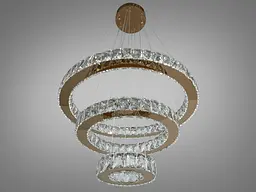 Люстра LED Diasha 7201-8A/580+400+200G кільцева, 66W, золото, регульована висота, пульт ДУ, IP20, сучасний стиль для дому - мініатюра 3