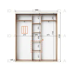 Шафа-купе Idea серія 6 180 x 45 x 210 см Дуб сонома Дзеркало - мініатюра 2