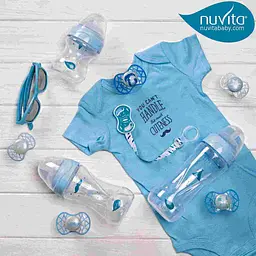 Дитяча пляшечка Nuvita 6051 Mimic Collection антиколікова 4+ 330 мл синя NV6051AZZURO - мініатюра 4