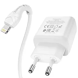Адаптер сетевой HOCO Type-C to Lightning Cable Favor dual port N5 1USB and 1Type-C PD 20W QC 3.0 3a - мініатюра 2