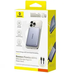 Павербанк Baseus PicoGo Ultra-Slim Qi2 Gray 10 000 mAh / 27 Вт (E0027200) - мініатюра 4