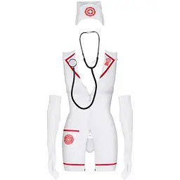 Еротичний костюм Obsessive Emergency dress + stetoscope S/M - мініатюра 2