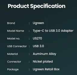 Адаптер UGREEN US270 OTG Type-C to USB 3.0 з карабіном Space Gray (50283) - мініатюра 9