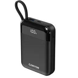 Батарея універсальна Canyon 10000mAh OnPower 104 PD/20W, QC/22.5W built-in cable Black (CNS-CPB104B) - мініатюра 2