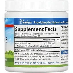 Порошок амінокислоти Carlson Labs Acetyl-L-Carnitine 100 г - мініатюра 2