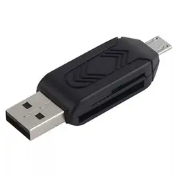 Картрідер зчитувач карт пам'яті STLab U-375 OTG зовнішній 2 інтерфейс USB + Micro-USB чорний - мініатюра 2
