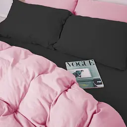 Постільна білизна MirSon 002-008 Black/Pink Фланель 2 x 160 x 220 Сімейний Євро (2200009661884) - мініатюра 4