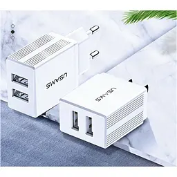 Мережевий зарядний пристрій Usams T24 double USB 2.1A White [64231] - мініатюра 4