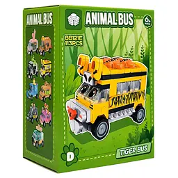 Дитячий конструктор Tiger Bus BB121E-D серії Animal Bus, 113 деталей