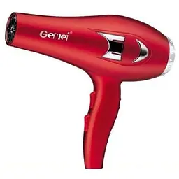 Фен для волосся Gemei GM-1705 з концентратором 1500 Вт Червоний - мініатюра 2