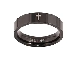 Каблучка XUPING TTM Stainless Steel black "Візерунок хрестик" 5мм (11392) р.18