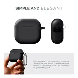 Силіконовий чохол для навушників Apple AirPods 4, Hang Case, чорний, ультратонкий захисний кейс товщиною 2 мм, захист від подряпин, пилу та ударів, компактний, з карабіном для кріплення, ArmorStandart (ARM81277) - мініатюра 2
