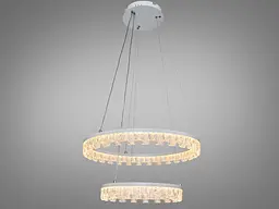 Стильна підвісна LED-люстра для залу Diasha MD78201/600+400WH, біла, 2 кільця, 82 W, акриловий декор - мініатюра 3