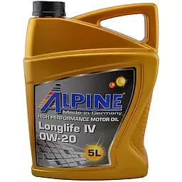 Олива моторна синтетична Alpine 0W-20 Longlife IV Acea A1-/B1-12 VW 508 00/ 509 00 VW TL 525 77 5 л (29717)