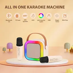 Портативний Bluetooth-динамік Fede Machines караоке з 2 бездротовими мікрофонами - мініатюра 4