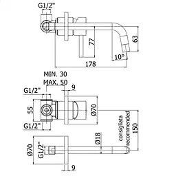 Змішувач для умивальника 175 мм Paffoni Light LIG 006 CR70, Хром - мініатюра 2