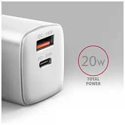 Зарядний пристрій AXAGON 1xUSB QC3.0 + 1xUSB-C PD20W white (ACU-PQ20W) - мініатюра 4