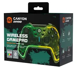 Геймпад Canyon GPW-02 "Brighter", Green / Yellow, бездротовий (Bluetooth), для ПК / PS3 / Android / Nintendo Switch, 22 кнопки (12 програмованих), подвійна вібрація, RGB підсвічування, 800 mAh (CND-GPW02) - мініатюра 2
