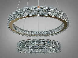 Підвісна LED люстра Diasha 7895/600+400S-gold з кришталем, золото, 54 W, з пультом, освітлення 10-18 м2 - мініатюра 4