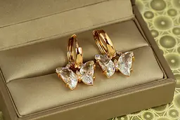 Сережки підвіски Xuping Jewelry Кришталевий метелик зі зйомними колечками 2,7 см золотисті