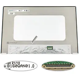 Матриця 16.0" B160QAN01.0 3072х1920, 40pineDP, IPS, LED, SLIM без дод. панелі, матова, роз'єм праворуч внизу для ноутбука