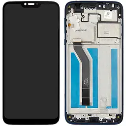 Дисплей Motorola XT1955-5-6 Moto G7 Power чорний, USA Version, 156mm, з рамкою синій, Marine Blue