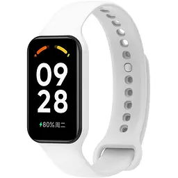 Силіконовий ремінець для фітнес браслетів Xiaomi Redmi Smart Band 2 Mi Band 8 Active, Silicone, white, зі зручною застібкою, на фітнес трекер та смарт годинник, ArmorStandart (ARM73998)