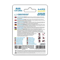 Батарейка Esperanza AAA LR03 Alkaline x 8 (EZB104) - мініатюра 4