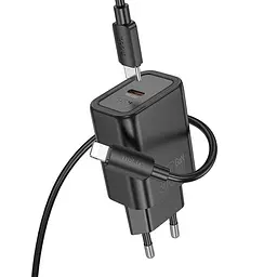 МЗП Hoco N62 Gentle PD30W (1USB-C) + кабель Type-C to Lightning Black - мініатюра 2