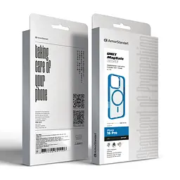 Чехол Apple iPhone 16 Pro, Unit MagSafe, голубой, прозрачный, магсейф, противоударный, магнитный, панель-накладка с поддержкой MagSafe, с поддержкой беспроводной зарядки, TPU+PC, защита всего корпуса, ударопрочный, ArmorStandart (ARM78724) - мініатюра 6