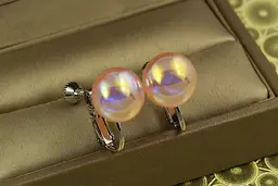 Сережки кліпси Xuping Jewelry кульки рожевий перламутр 1,6 см сріблясті
