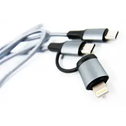 Дата кабель USB-C to USB-C/Lightning 1.0m gray Dengos (NTK-TC-TCL-GREY) - мініатюра 3