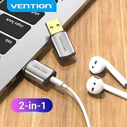 Звукова карта USB AUX jack, TRRS Metal (OMTP-CTIA) Vention сіра - мініатюра 7