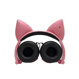 Навушники SUNROZ Linx Bear Ear Headphone з вушками Лисички LED 1,5 м Рожевий (SUN2651) - мініатюра 3