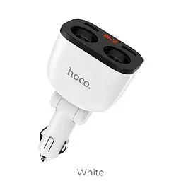 Автомобільний зарядний пристрій HOCO Z28 Power ocean cigarette lighter in-car charger with digital display білий