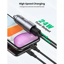 Автозарядка 2xUSB 24W USB-A Сіра CD130 QC 3.0 UGREEN - мініатюра 5