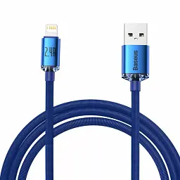 Кабель Baseus Crystal Shine Series Fast Charging Cable USB to Lightning 2.4A 2m CAJY000103 Blue