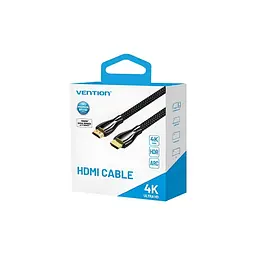 Кабель мультимедійний HDMI M to HDMI M 0.5m V2.0 4K60Hz braided zinc alloy black Vention (ALMBD) - мініатюра 4