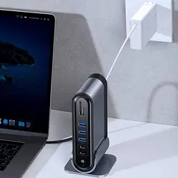 Мультипортовий адаптер USB Хаб Baseus Working Station Three-Screen Multifunctional Type-C CAHUB-DG0G Dark Grey - мініатюра 3